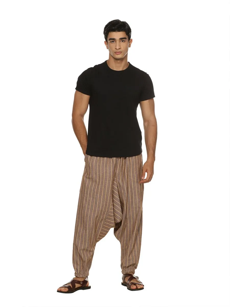 Men's Harem Pant | Brown Stripes | Fits Waist Size 28" to 36"