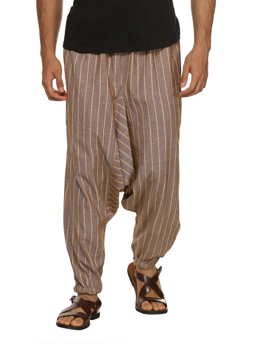 Men's Harem Pant | Brown Stripes | Fits Waist Size 28" to 36"