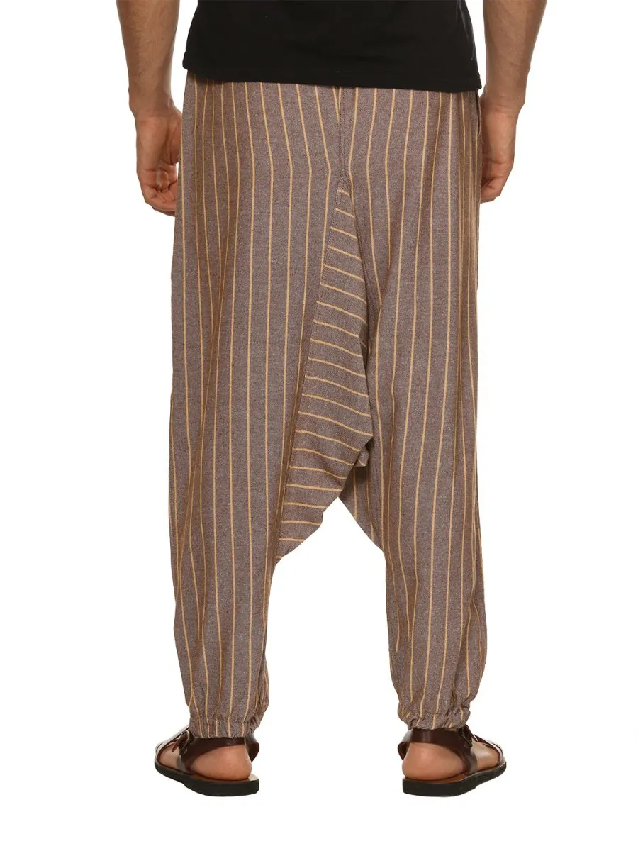 Men's Harem Pant | Brown Stripes | Fits Waist Size 28" to 36"