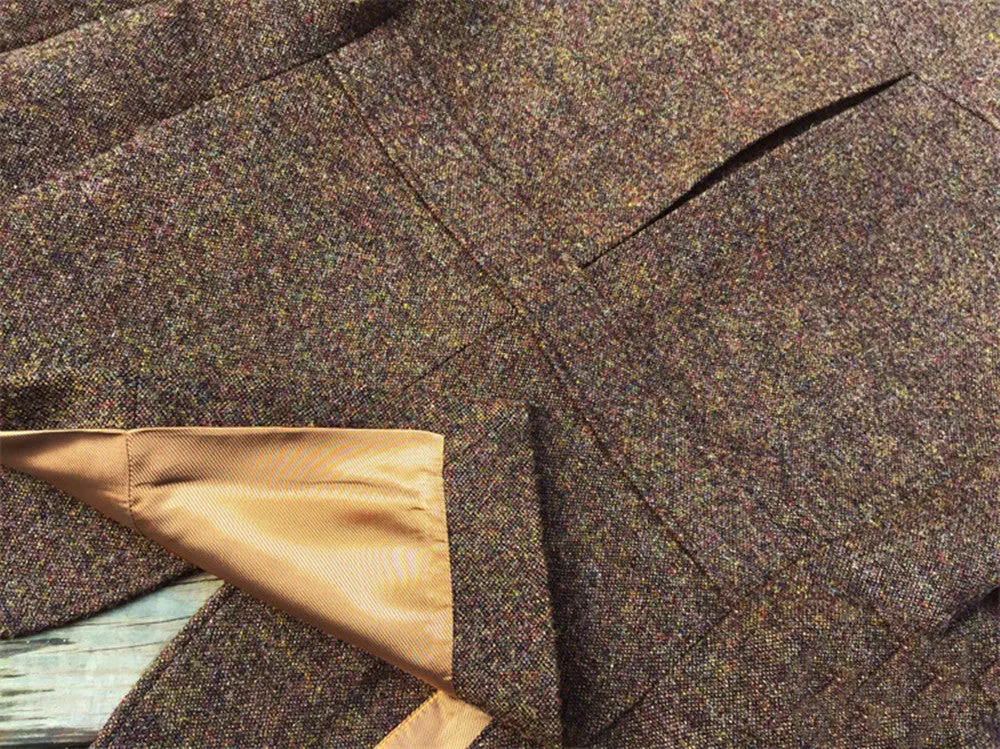 Men's Tweed Brown Half-Norfolk Suit Jacket