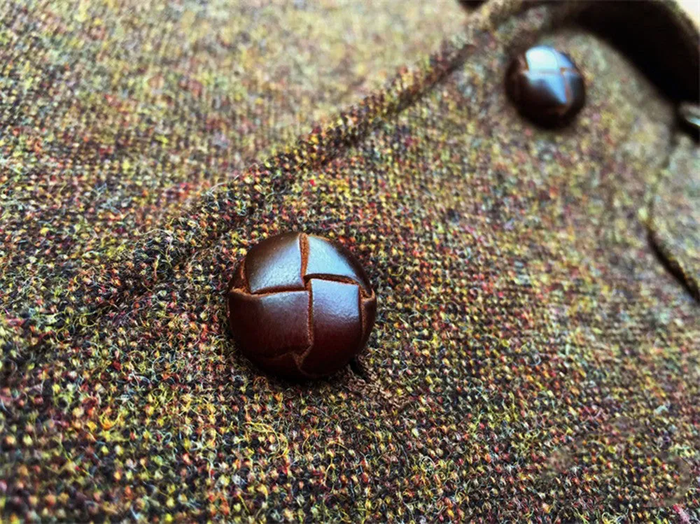 Men's Tweed Brown Half-Norfolk Suit Jacket