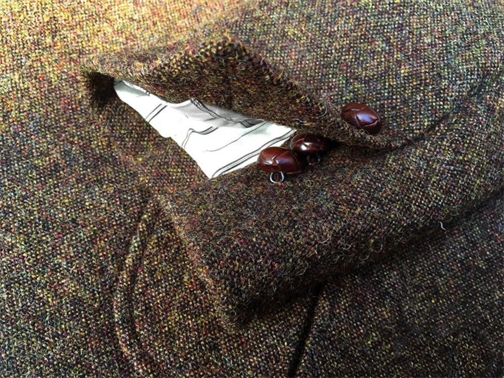 Men's Tweed Brown Half-Norfolk Suit Jacket