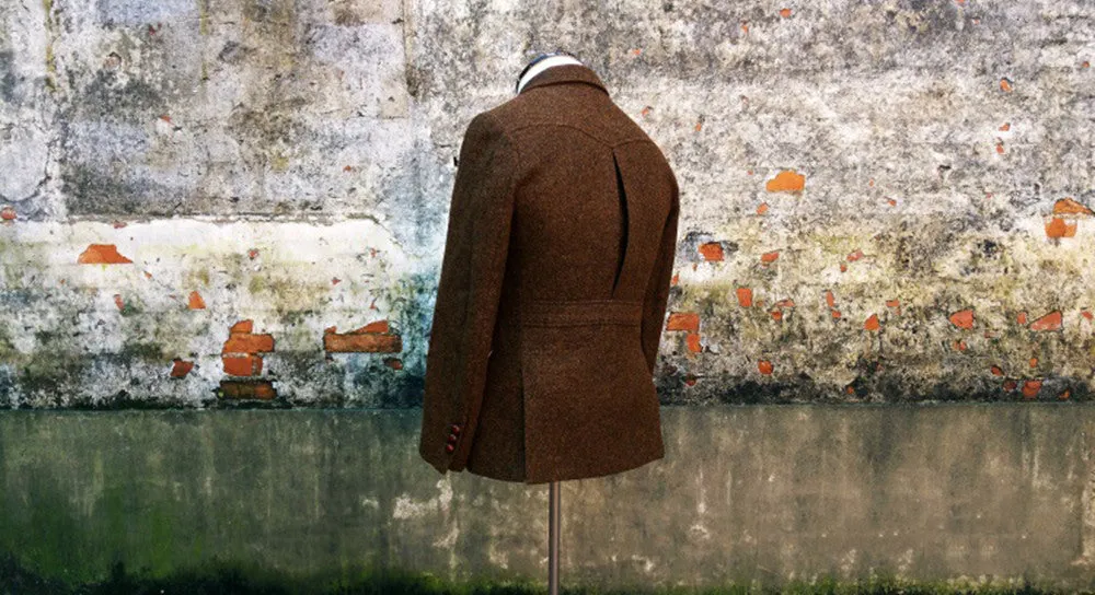 Men's Tweed Brown Half-Norfolk Suit Jacket