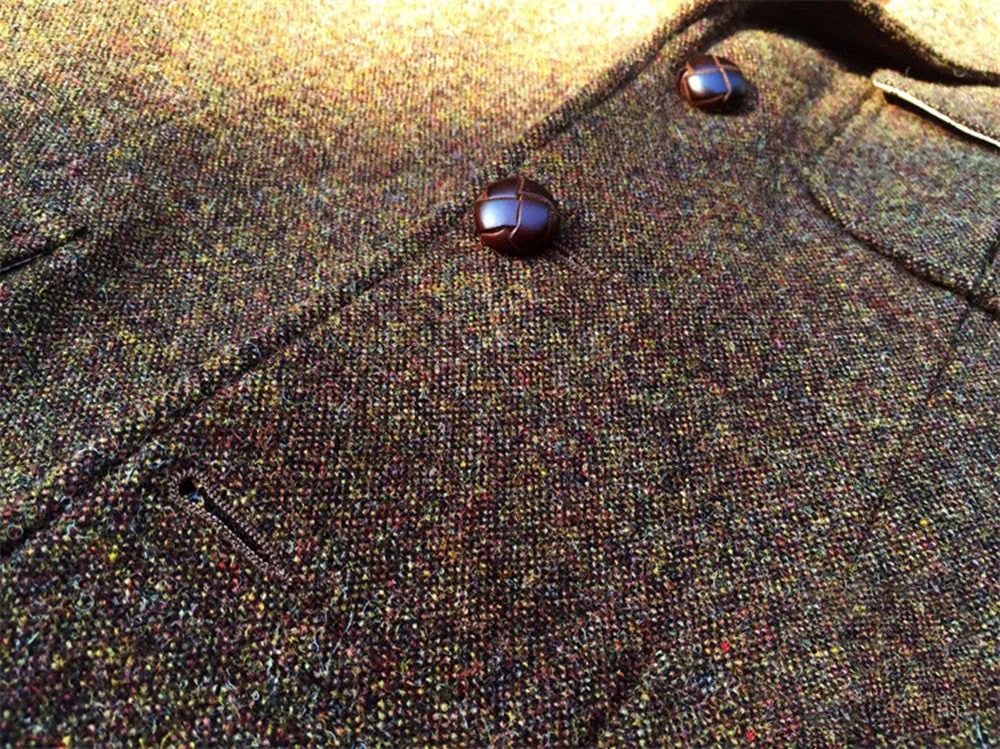 Men's Tweed Brown Half-Norfolk Suit Jacket