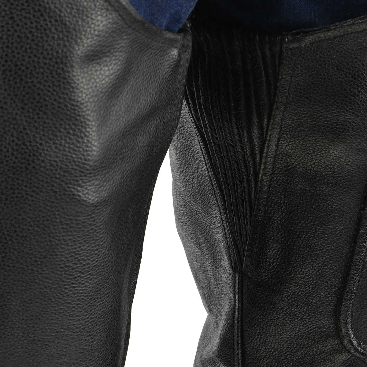 Men's XS43404 3-Pocket Black Thermal Lined Leather Motorcycle Chaps