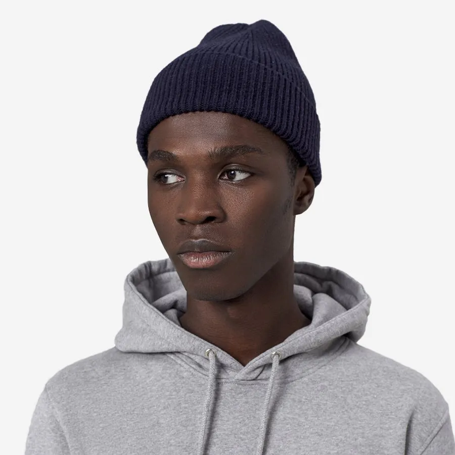 Merino Wool Beanie - Marine Blue