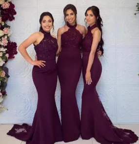 Mermaid Bridesmaid Dresses Halter Neckline, Bridesmaid Dress, Wedding Party Dress, Dresses For Wedding, NB0032