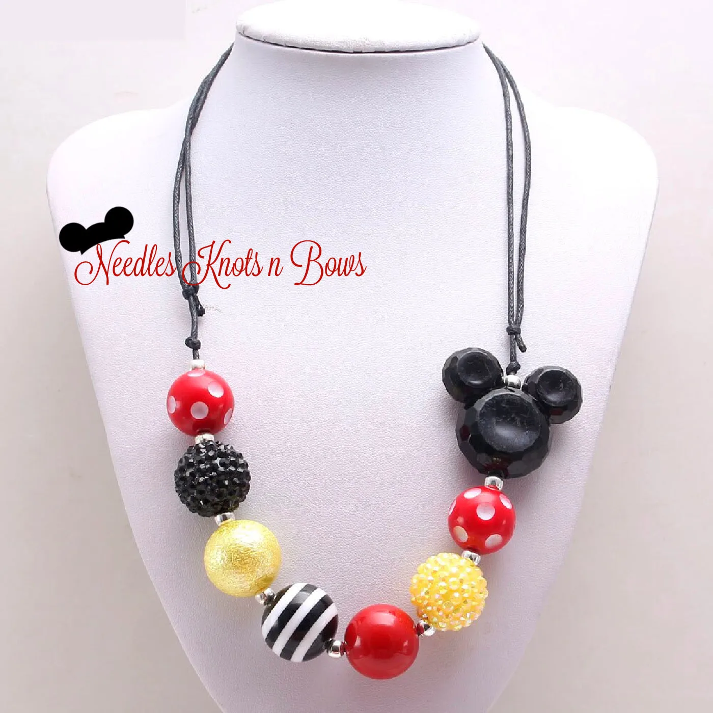 Mickey & Minnie Mouse Inspired Chunky Bead Necklace, Baby / Toddler Bubblegum Necklace,