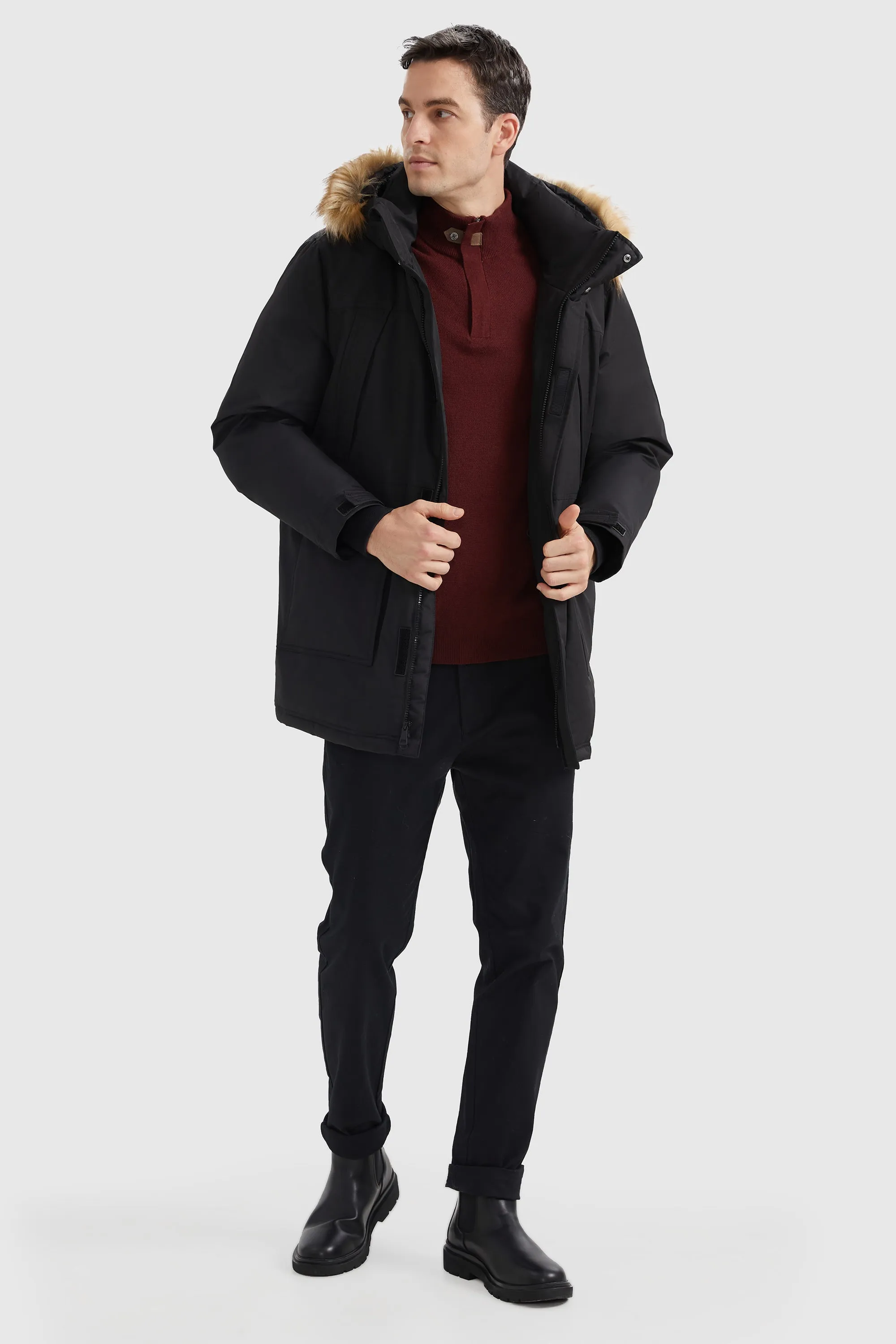 Mid-Length Insulated Hooded Down Coat