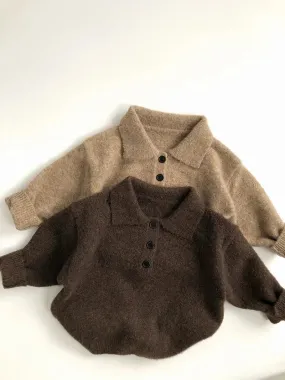 MILANCEL 1-6Y Autumn New Boys Clothes Kids Knit Turn Down Collar Sweater Childrens Trendy Solid Color Pullover Girls Outwear