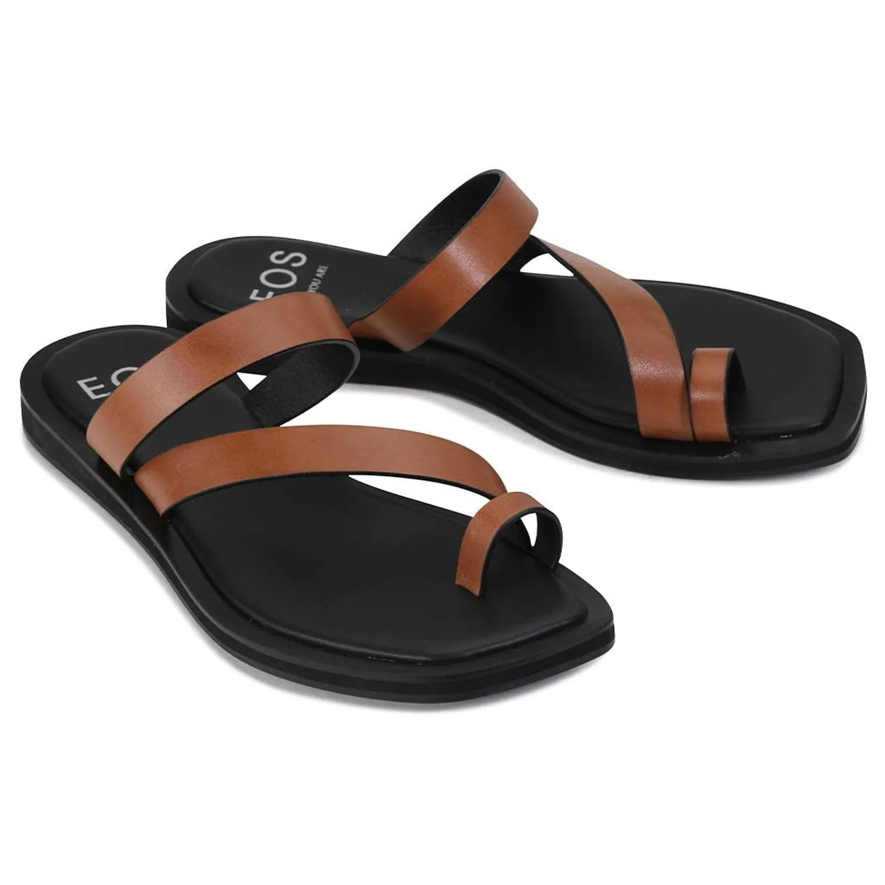 MIRA LEATHER SQUARE TOE SANDALS