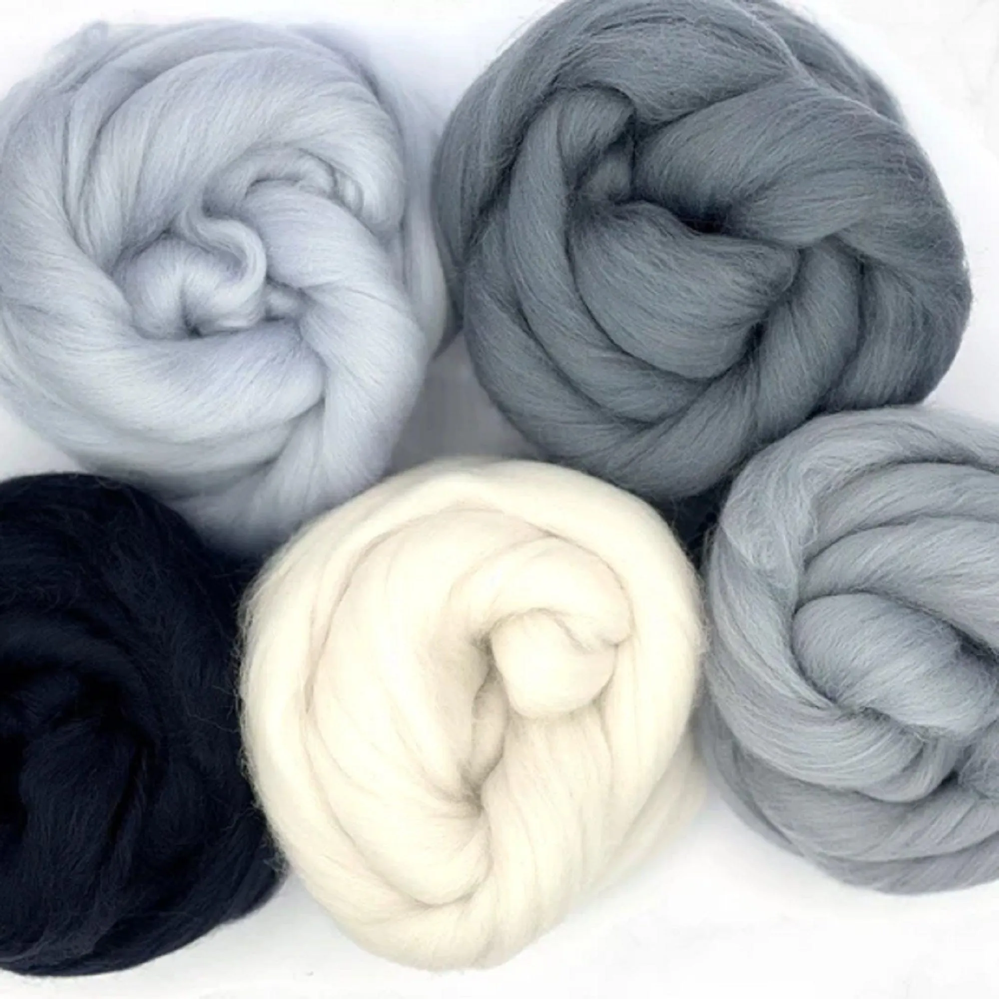 Mixed Merino Wool Variety Pack | Hazy Gray (Grays) 250 Grams, 23 Micron