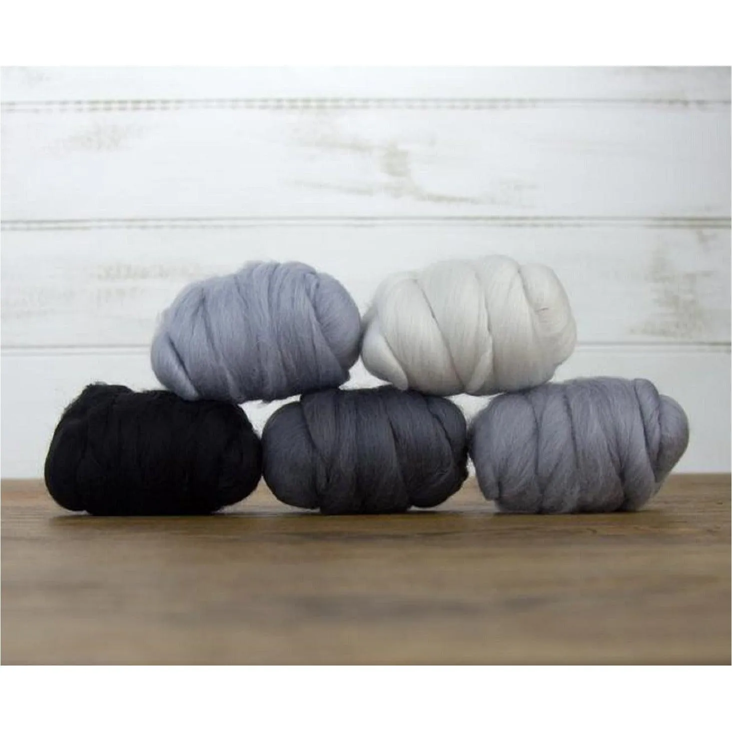 Mixed Merino Wool Variety Pack | Hazy Gray (Grays) 250 Grams, 23 Micron