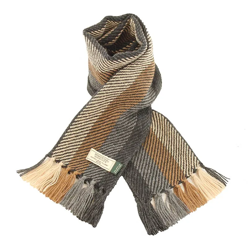 Mucros Alpaca Scarf | Brown Beige Charcoal