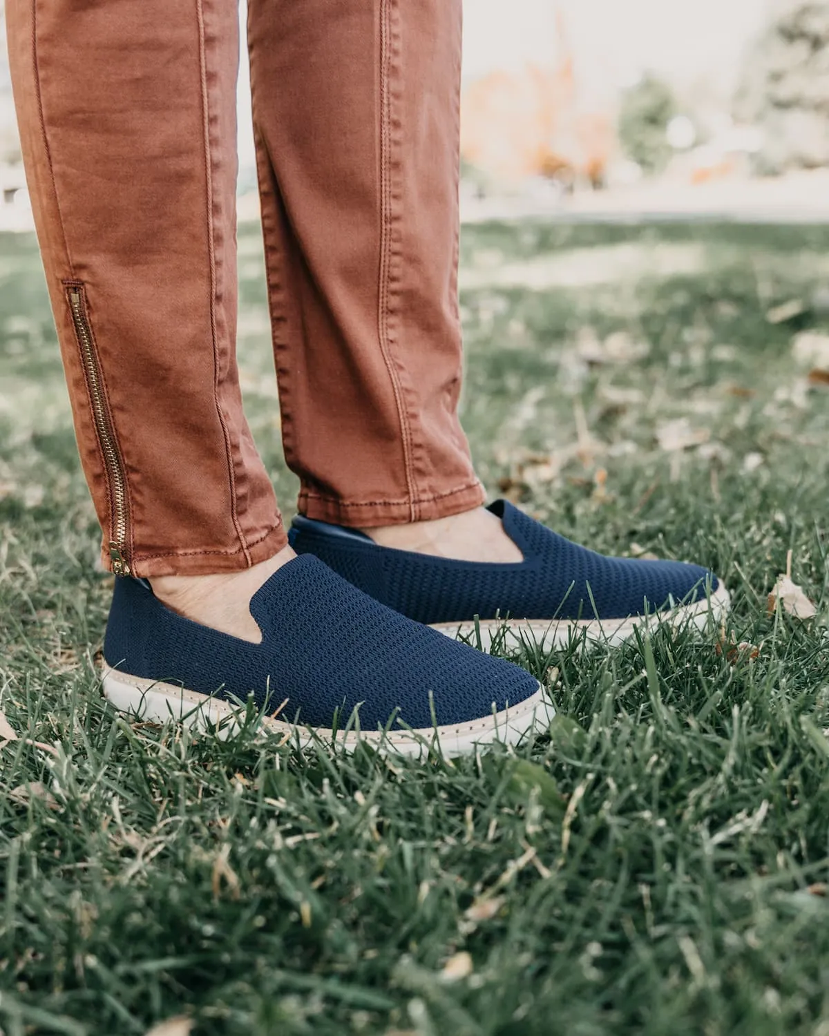 Navy Bamboo Knit Grounding Slip-On