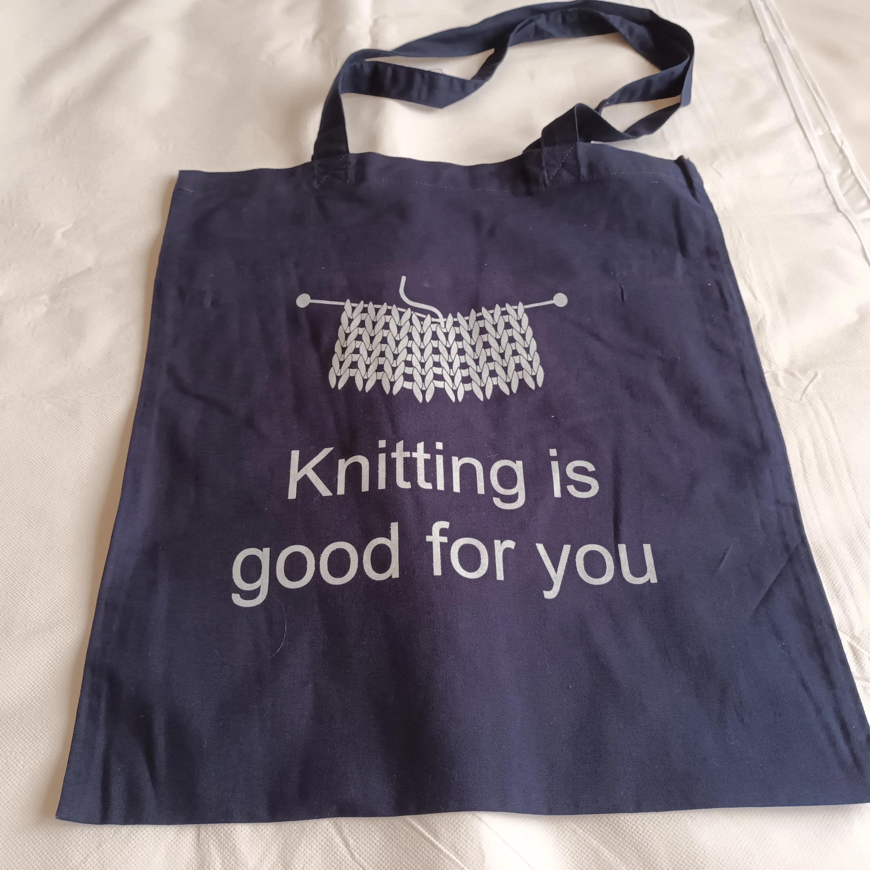 Navy Light Tote Bag - Knitting is good for you