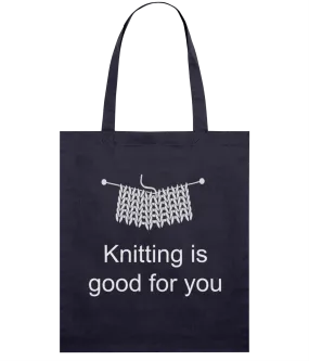 Navy Light Tote Bag - Knitting is good for you