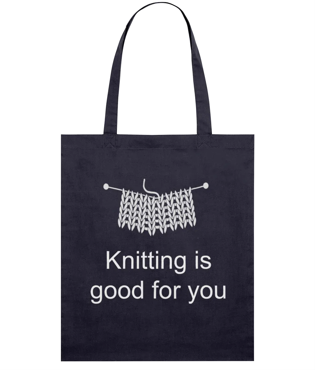 Navy Light Tote Bag - Knitting is good for you