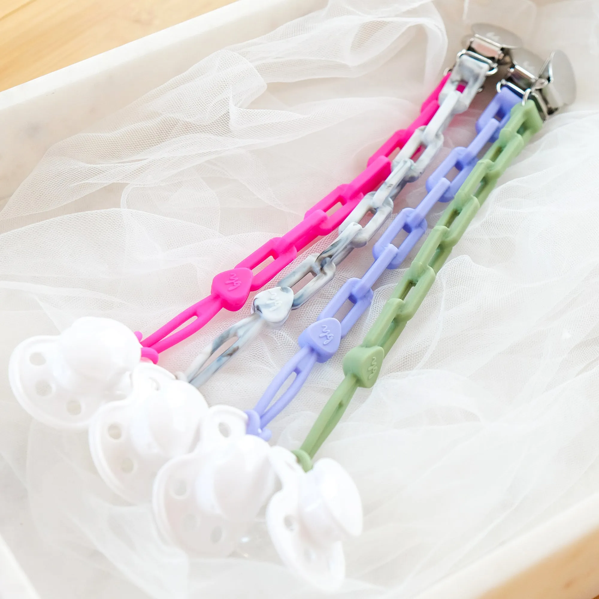 NEW! PaciGrip Silicone Chain Pacifier Clips