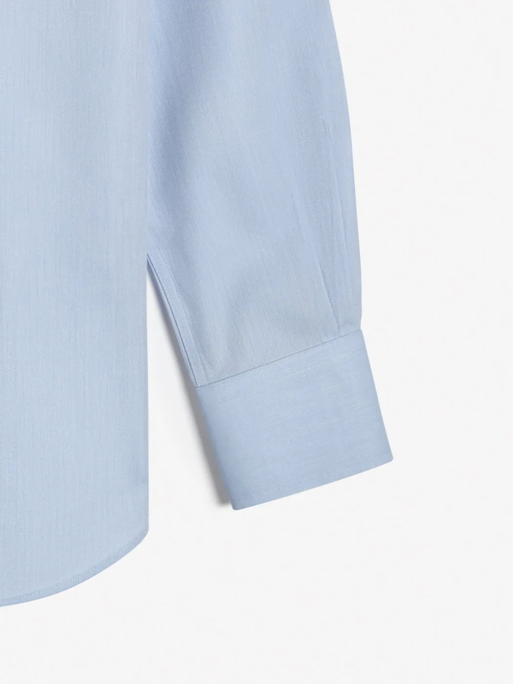 Non-Iron Light Blue Small Herringbone Regular Fit Single Cuff Classic Collar Shirt