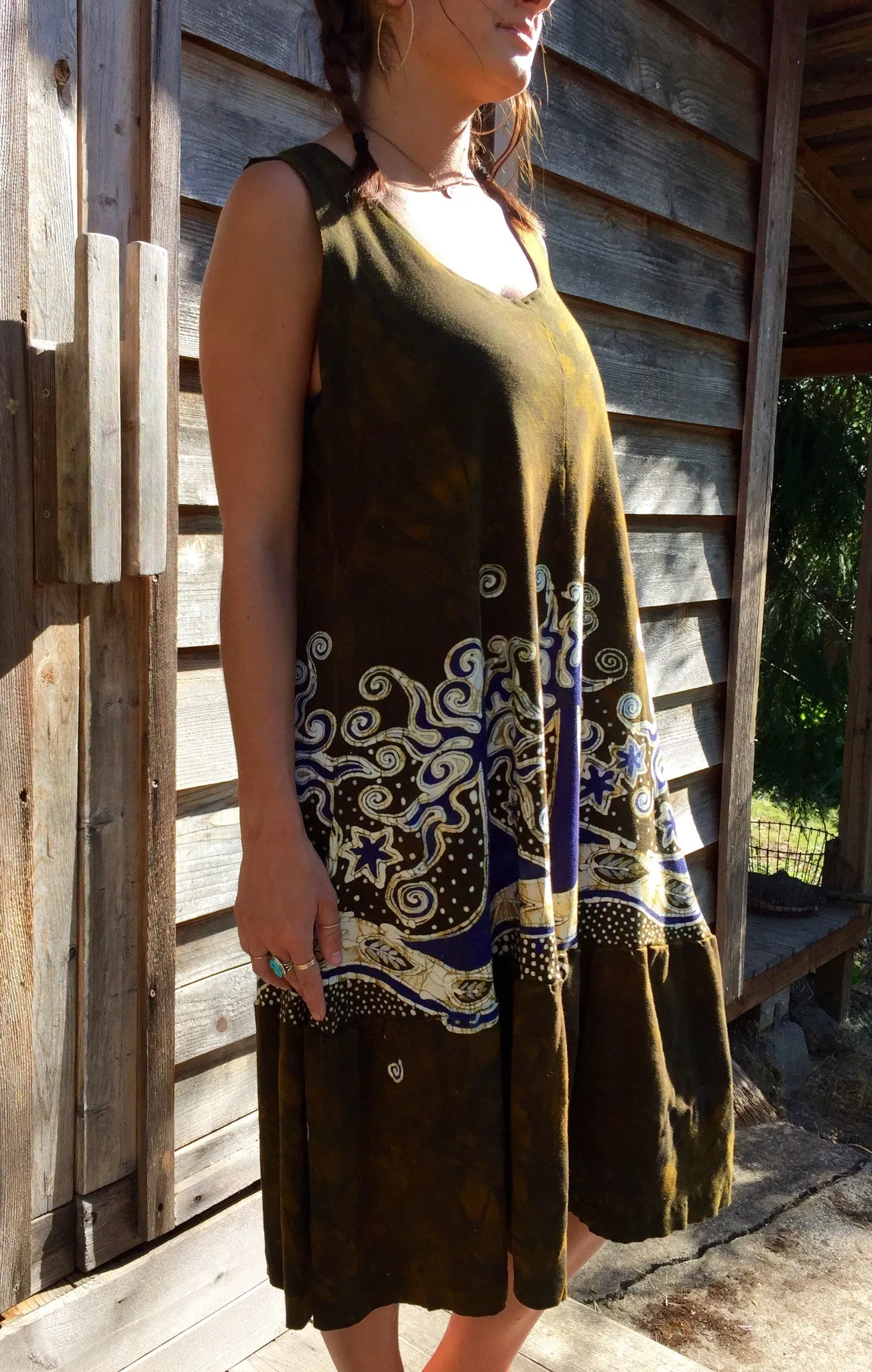 Oak Trees Dancing Organic Cotton Batik Dress