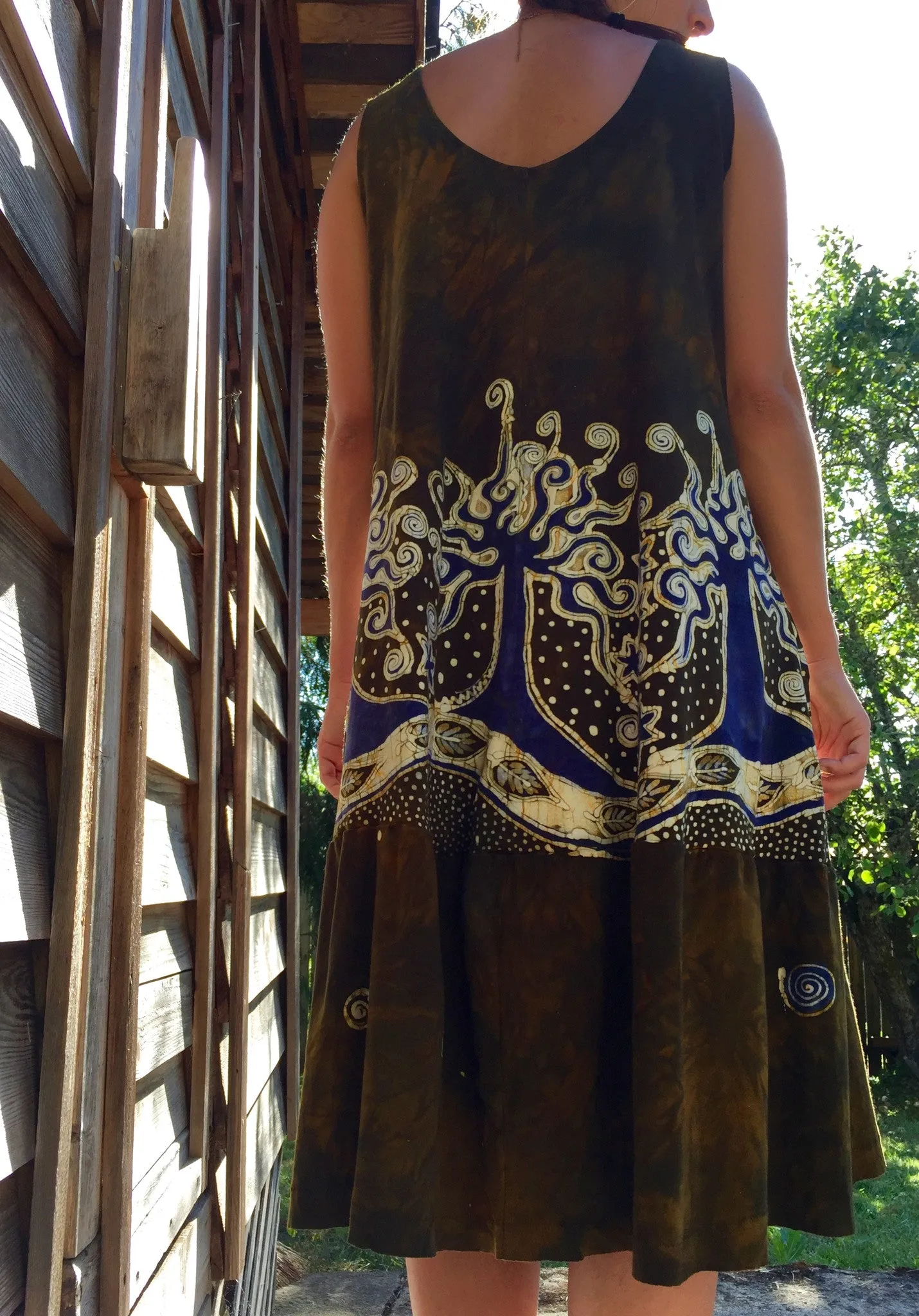 Oak Trees Dancing Organic Cotton Batik Dress