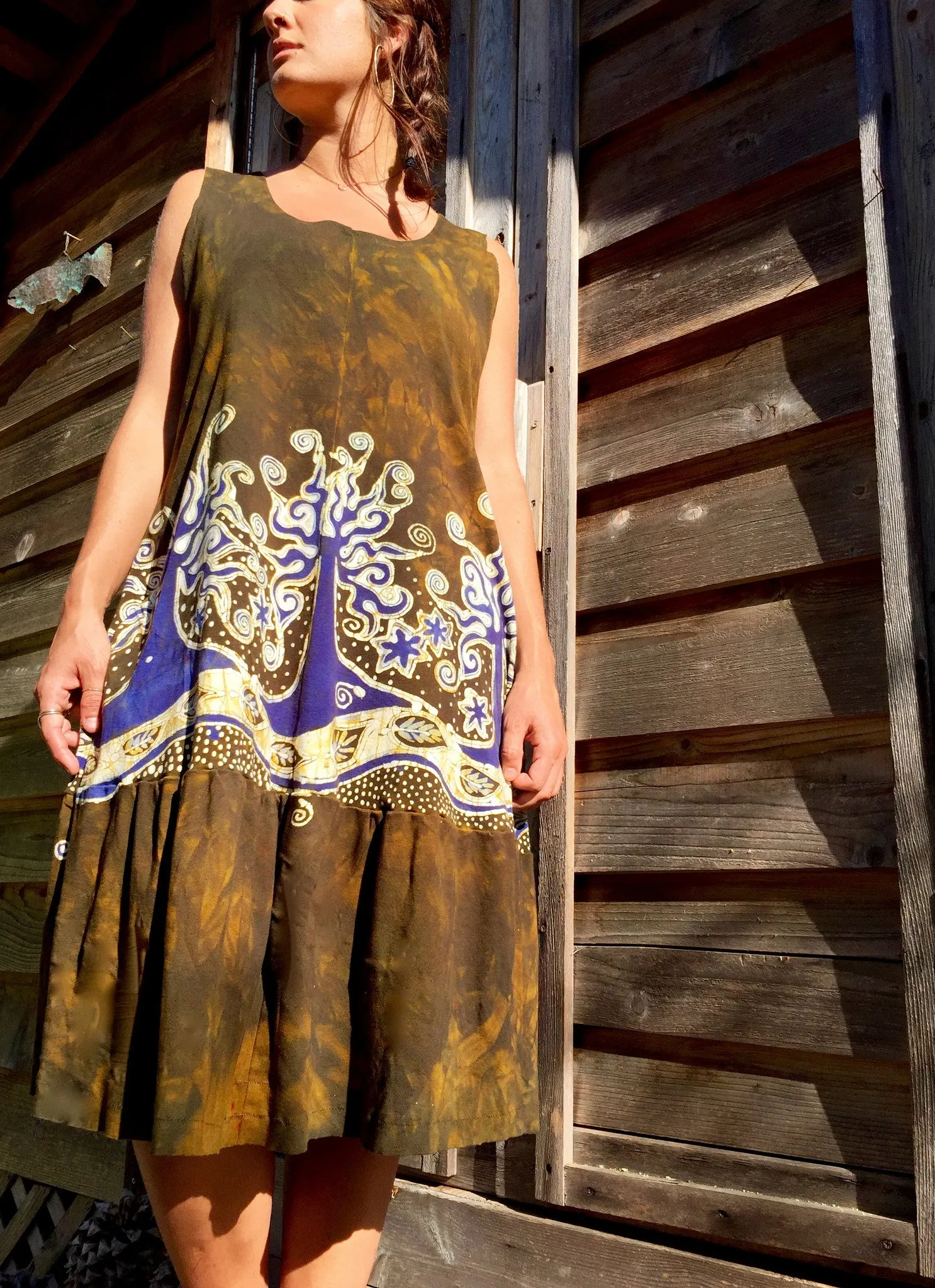 Oak Trees Dancing Organic Cotton Batik Dress