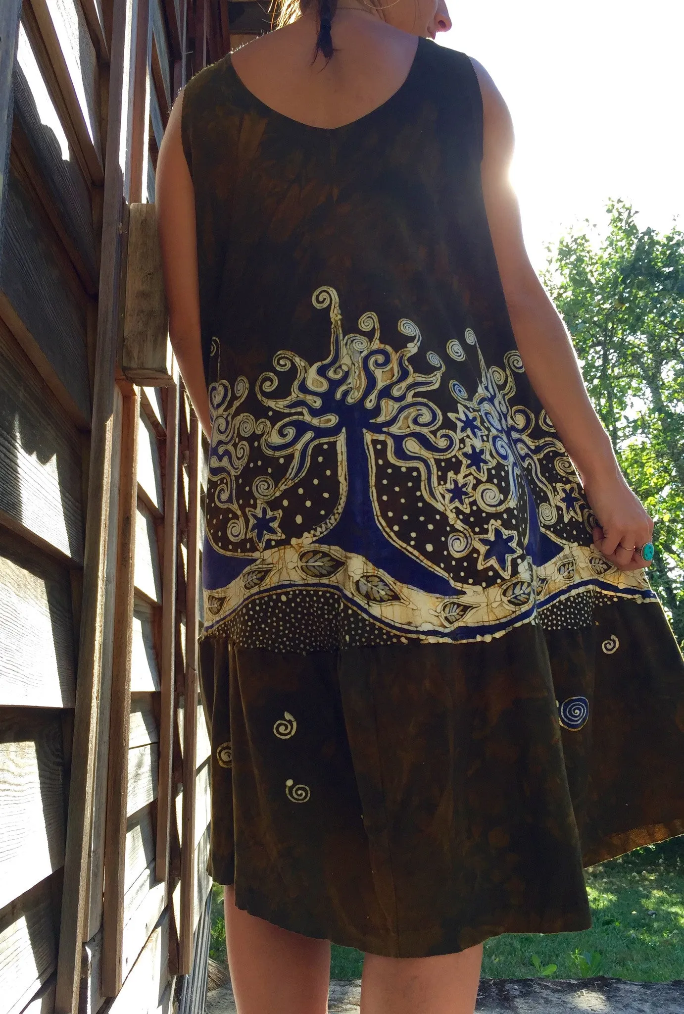 Oak Trees Dancing Organic Cotton Batik Dress