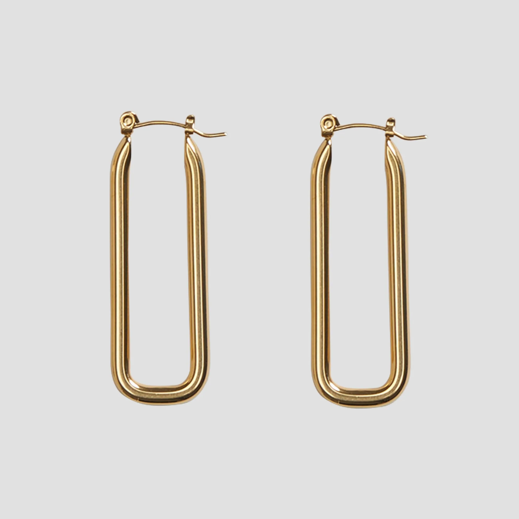 Oblong Rectangle 18k Gold Earrings