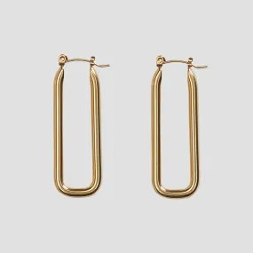 Oblong Rectangle 18k Gold Earrings