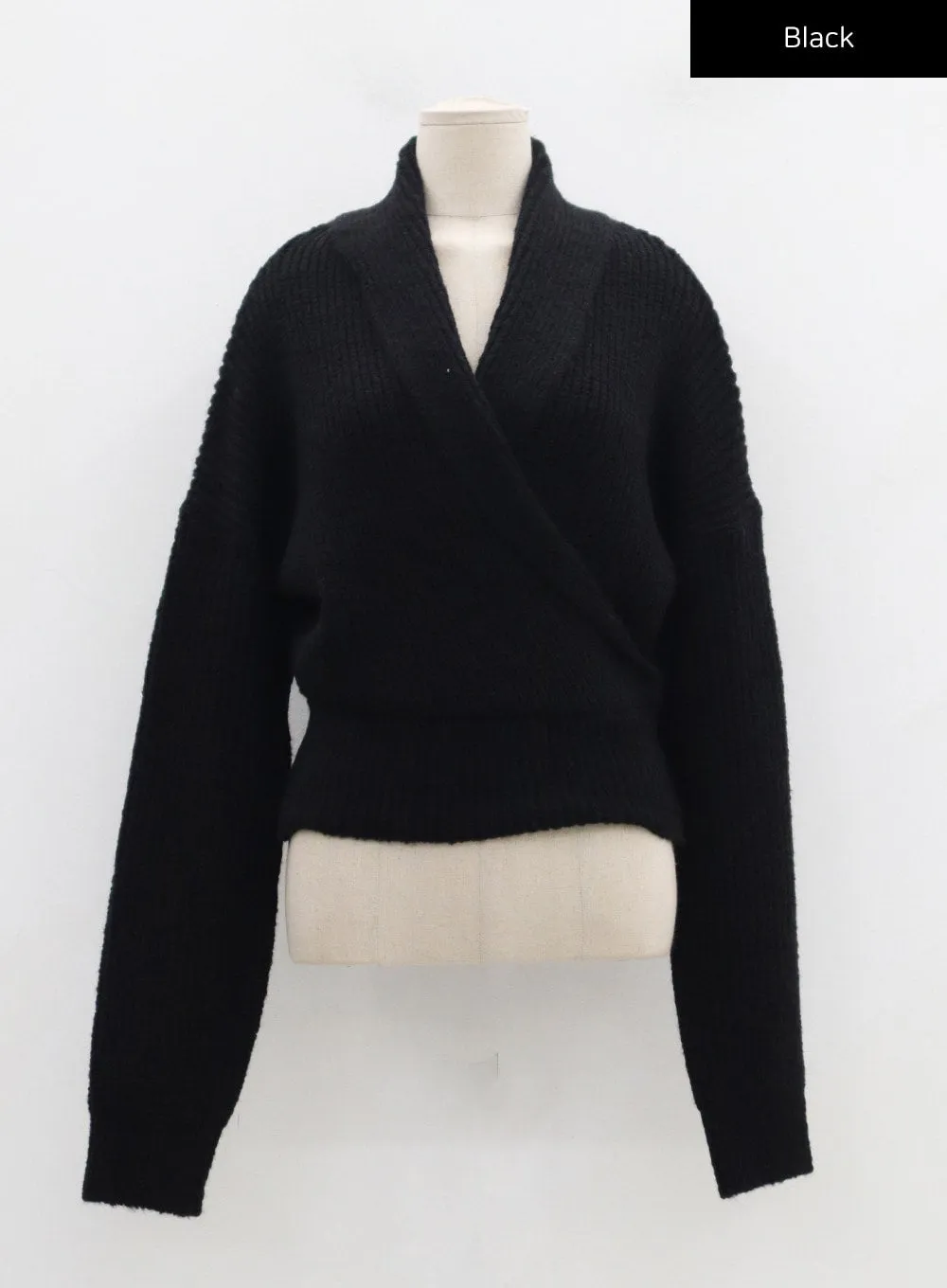 Off-Shoulder V-Neck Crossed Sweater CD19