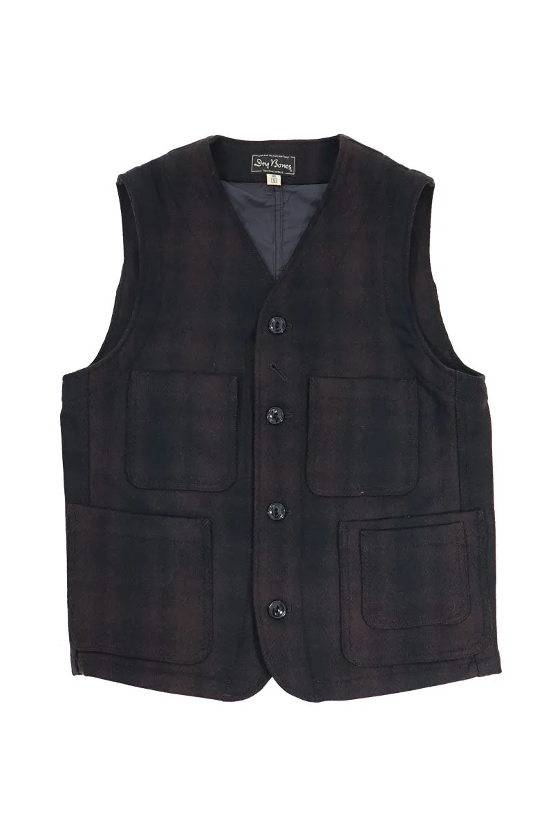 Ombre Check Wool Work Vest