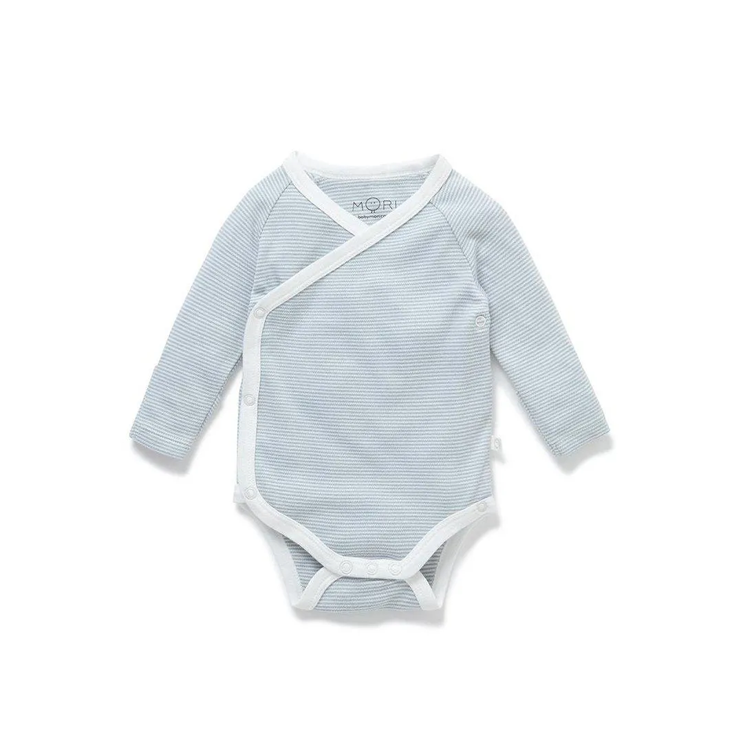 Outlet - MORI Long Sleeve Kimono Bodysuit - Blue