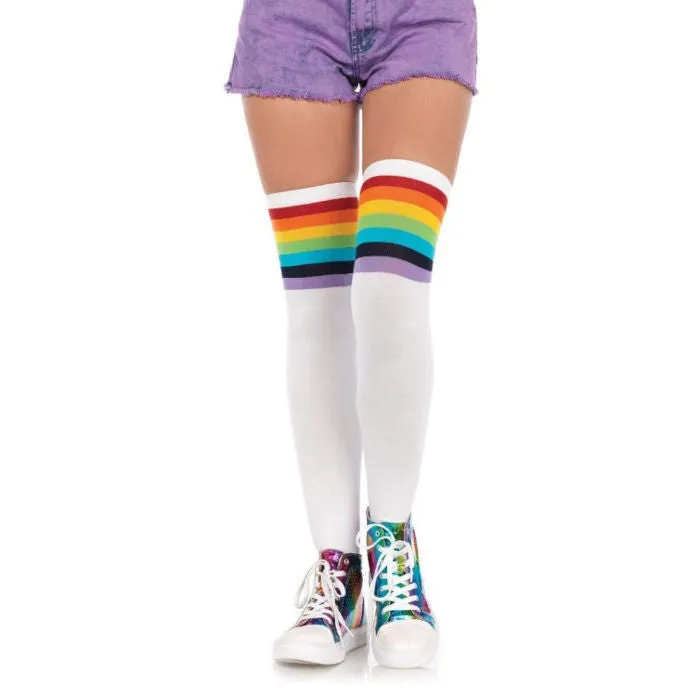 Over The Rainbow Opaque Thigh Highs - Leg Avenue