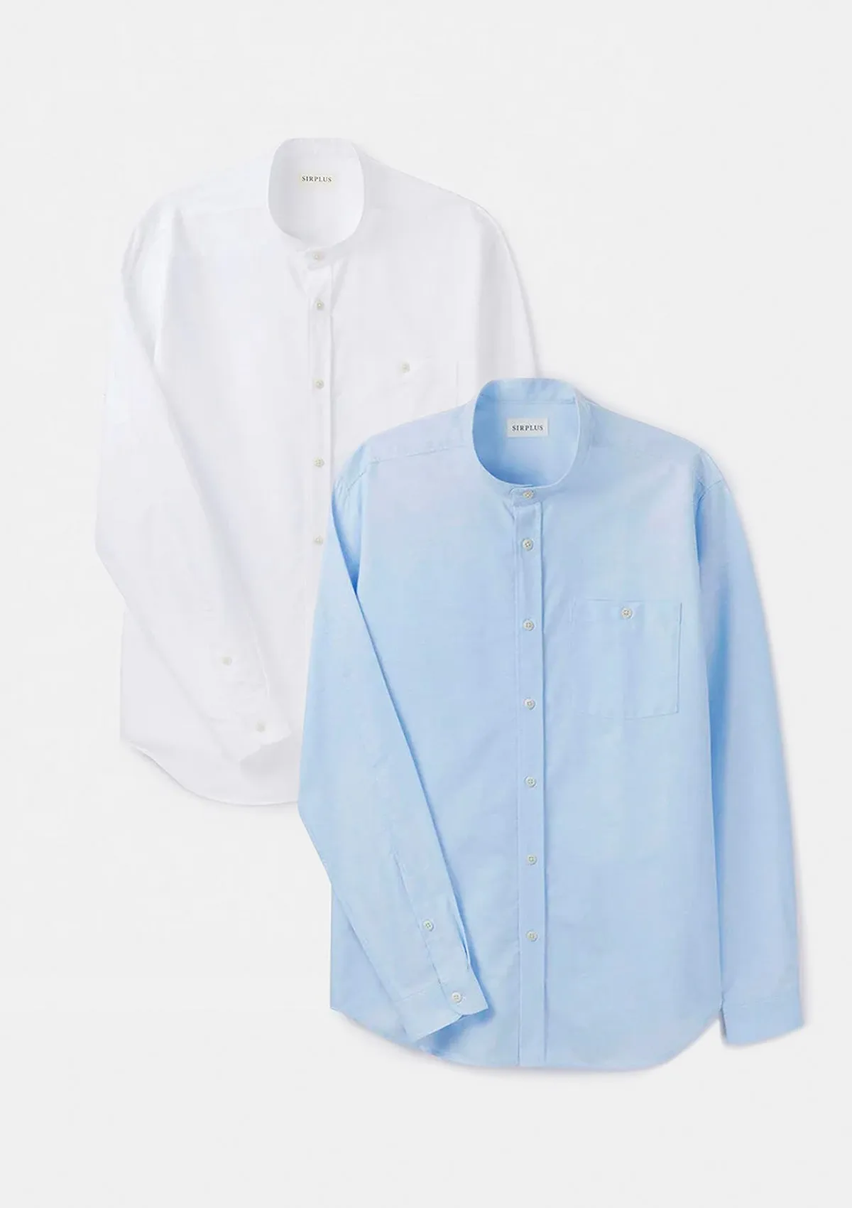 Pale Blue Oxford Grandad Shirt