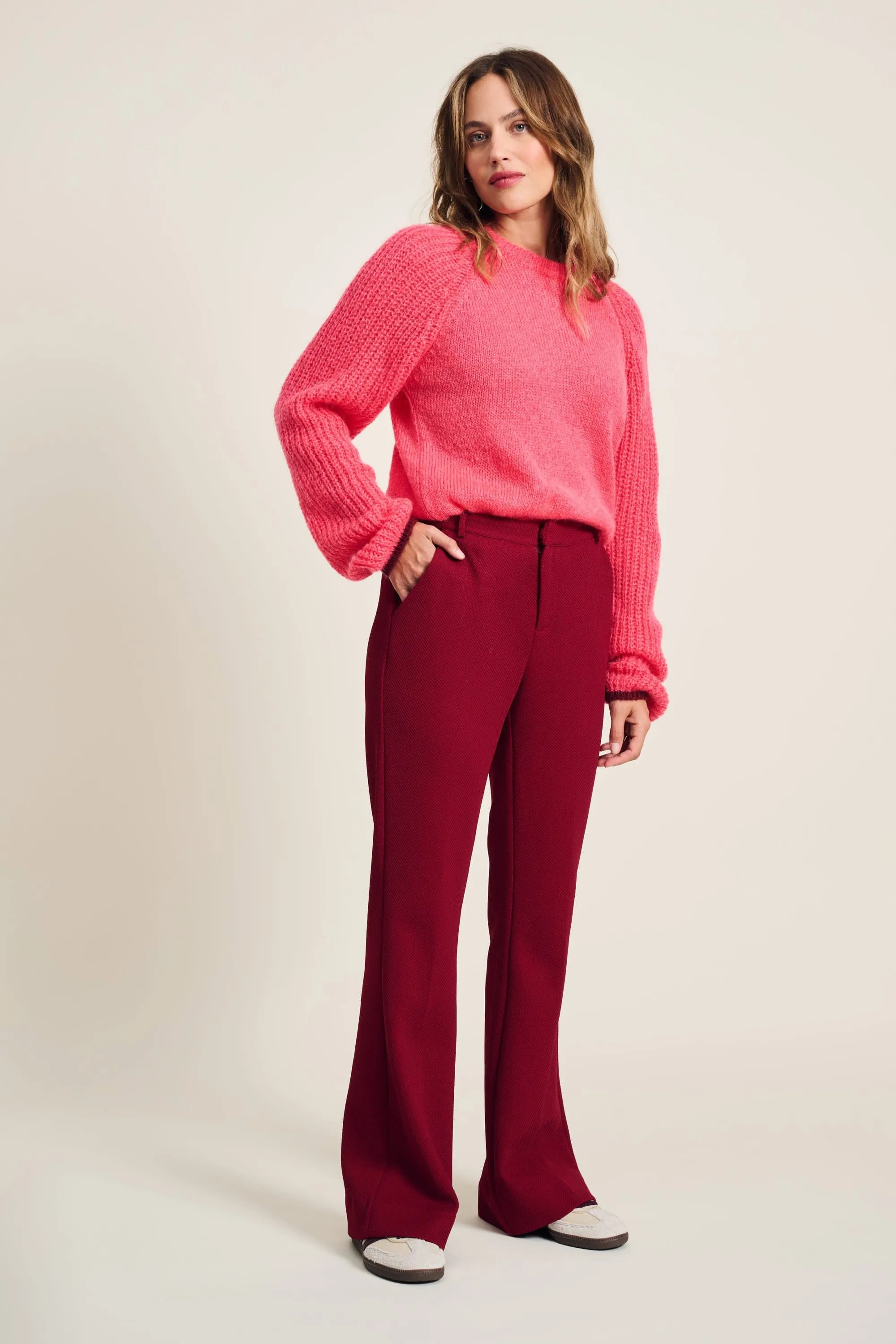 PANTALON - Flare Burgundy Red