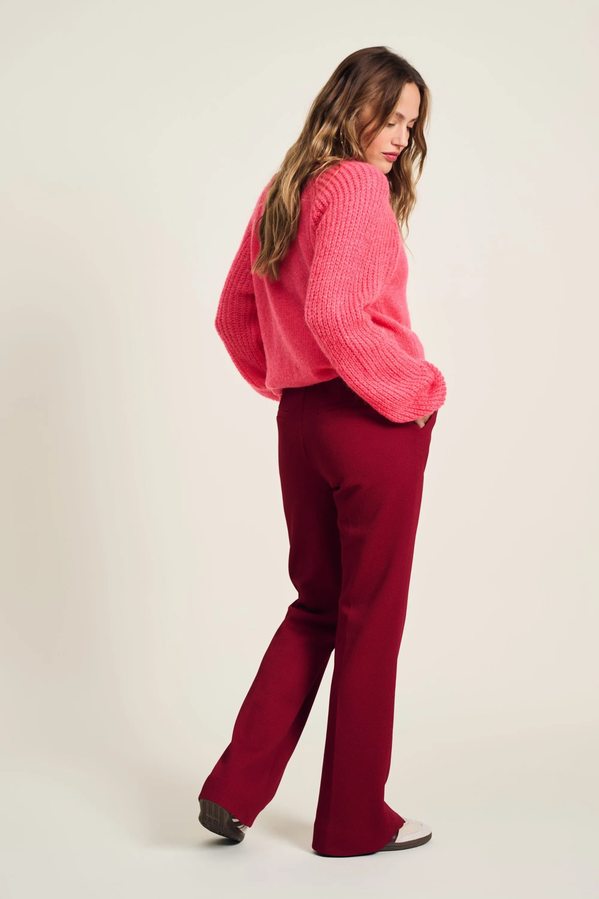 PANTALON - Flare Burgundy Red