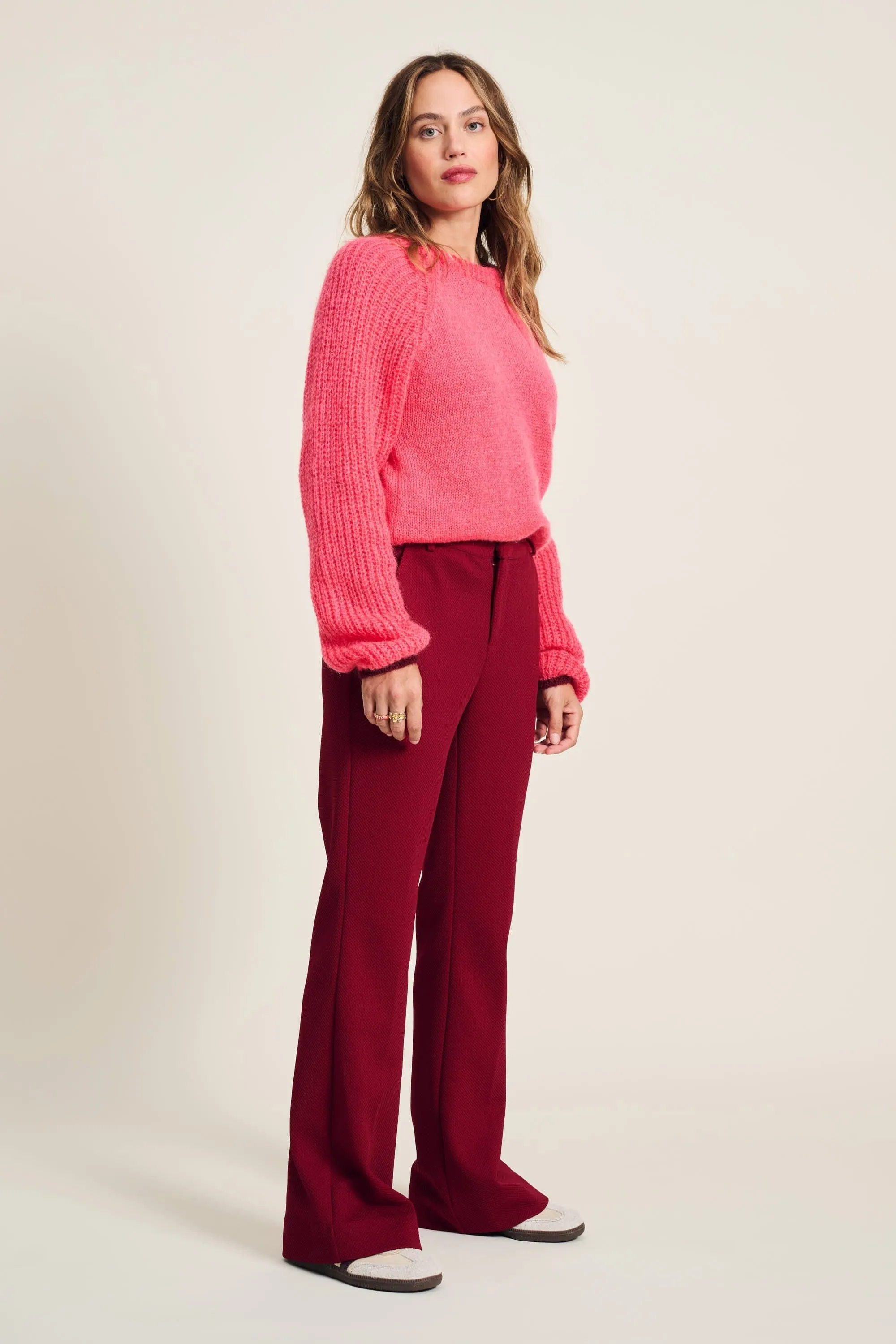 PANTALON - Flare Burgundy Red