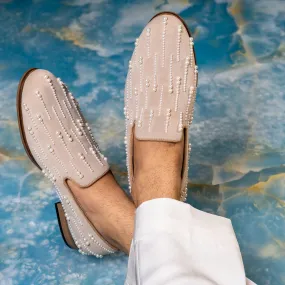 PEARL EMBROIDERY SLIP-ONS-BEIGE