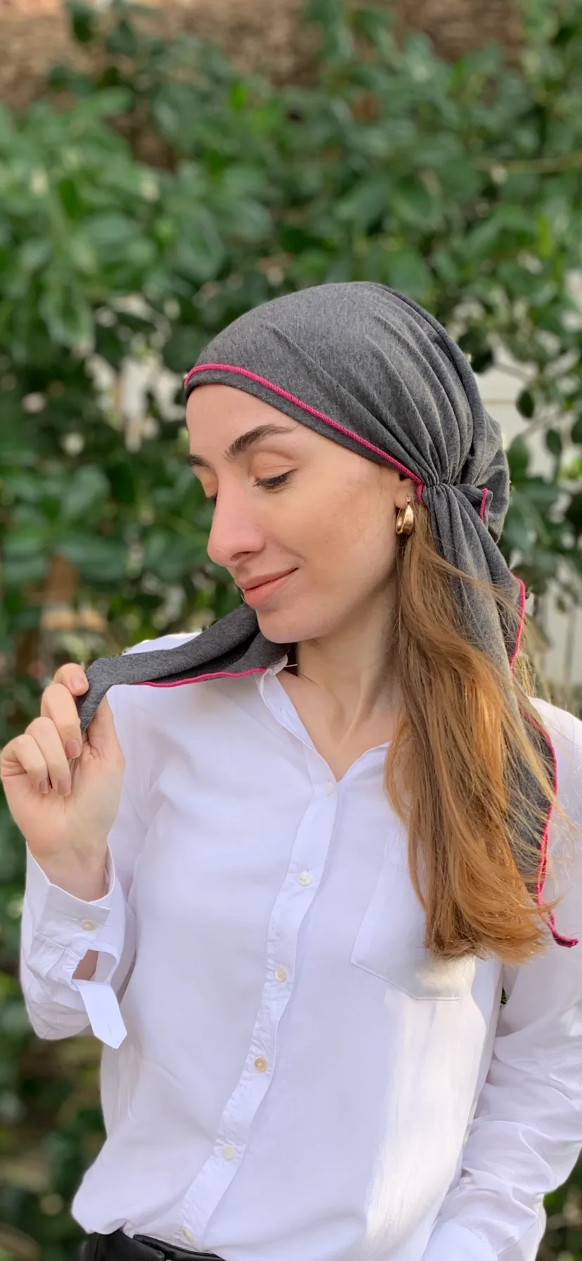 Personal Gift For Girlfriend Black Cotton Athletic Hair Wrap With Pink or Blue Piping Finish