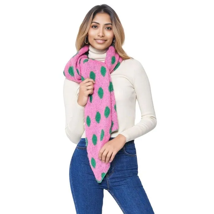 Pink Green Polka Dot Scarf