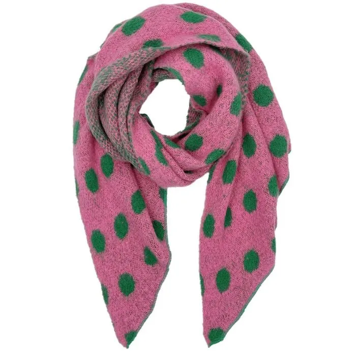 Pink Green Polka Dot Scarf