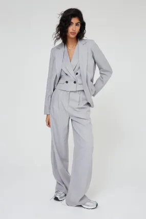 PINSTRIPE OVERSIZED BLAZER IN GREY