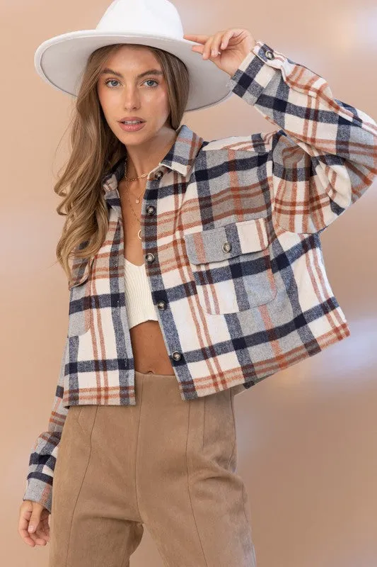 Plaid Crop Shirt Jacket