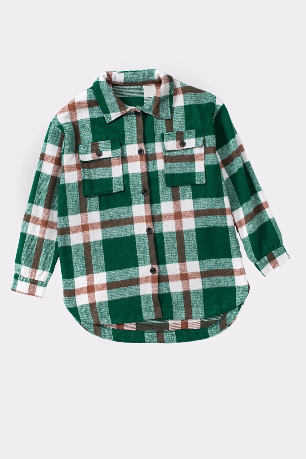 Plaid Dropped Shoulder Pocket Shacket