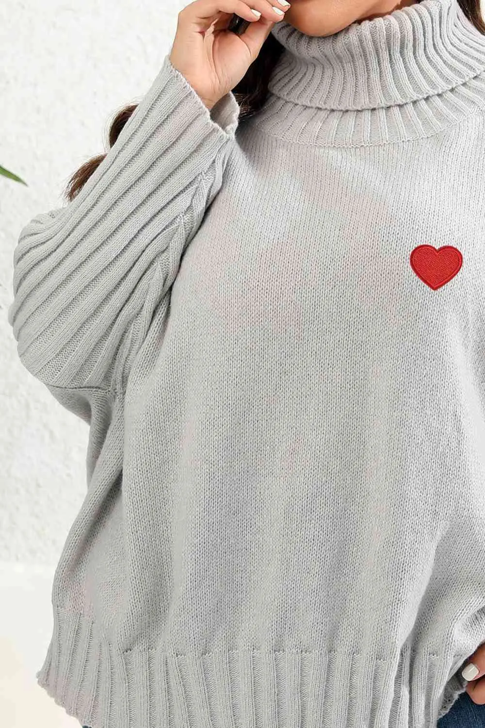 Plus Size Turtle Neck Long Sleeve Sweater