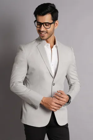 Poly Viscose Grey Solid Blazer