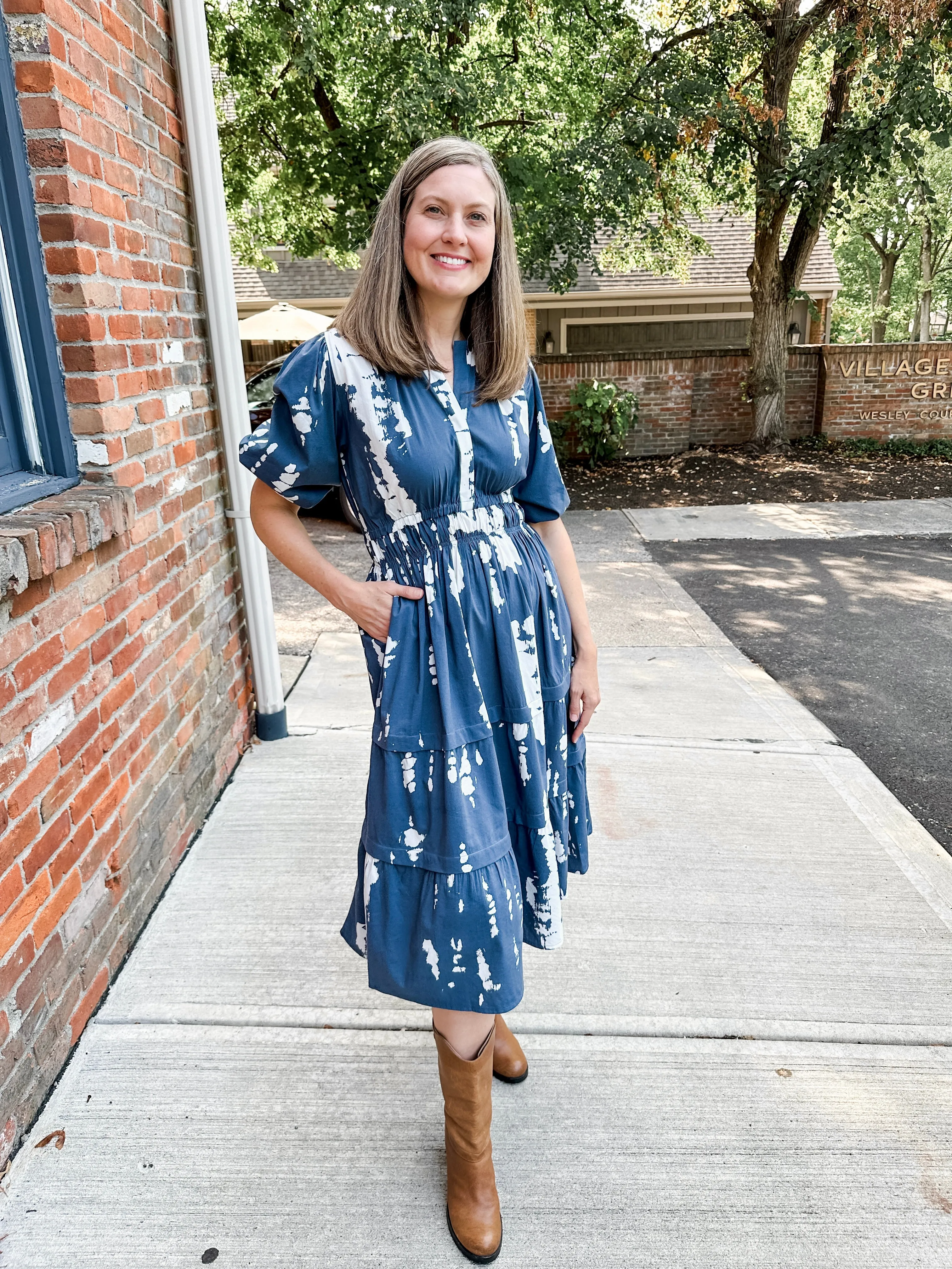 Portofino Midi Dress - Blue Abstract