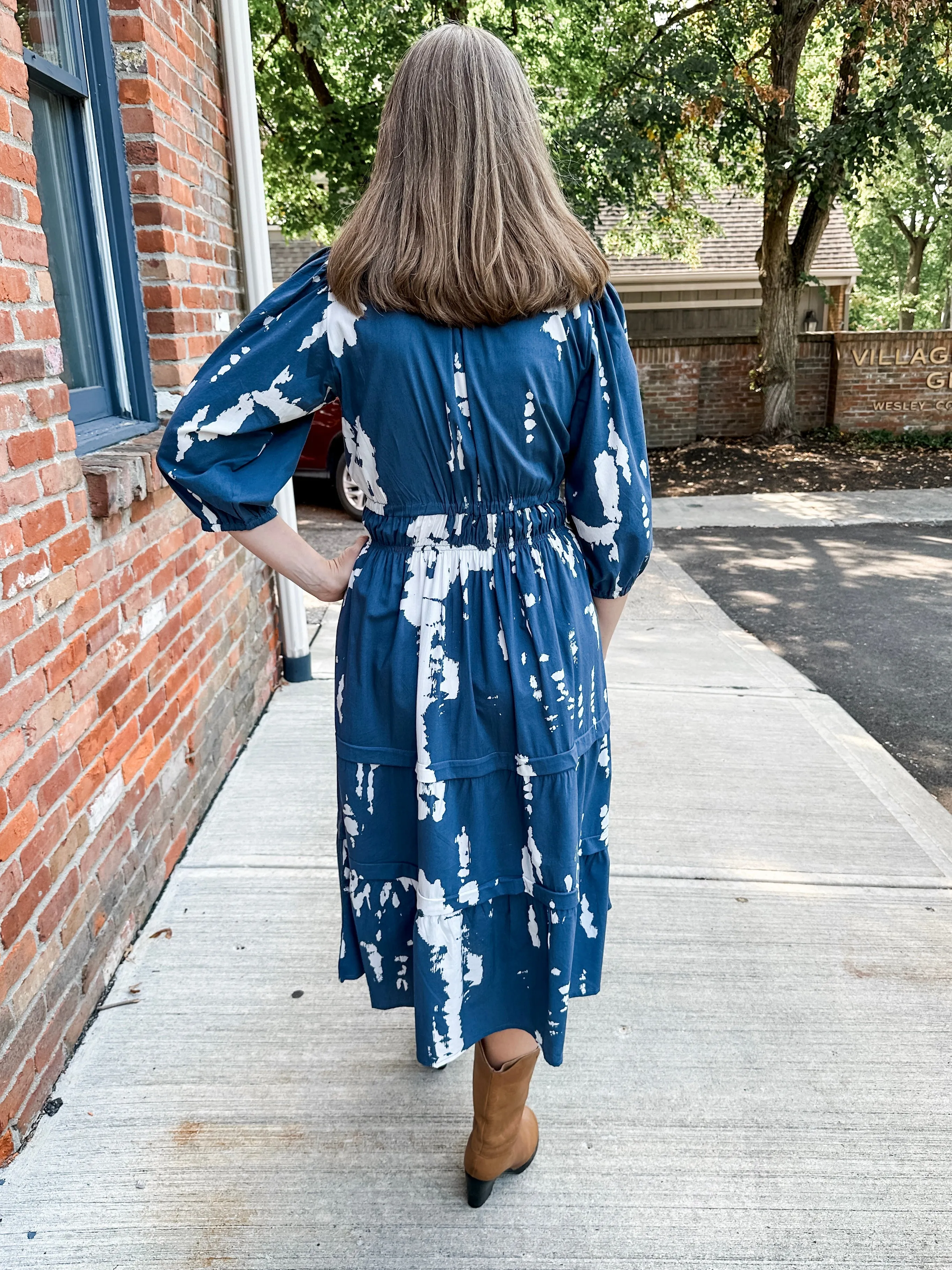 Portofino Midi Dress - Blue Abstract