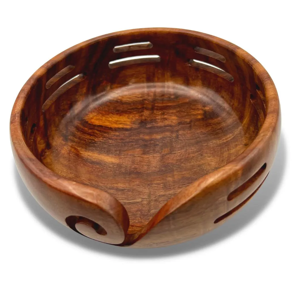 Premium Handcrafted Rosewood Yarn Bowls for Knitting, Crochet, Sewing & Crafts - Large